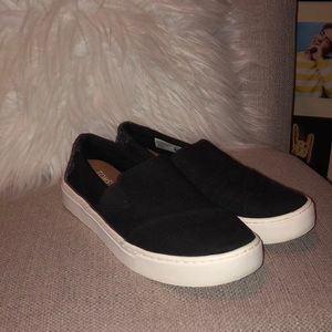 Toms Slip Ons | Black, Size 7 Women